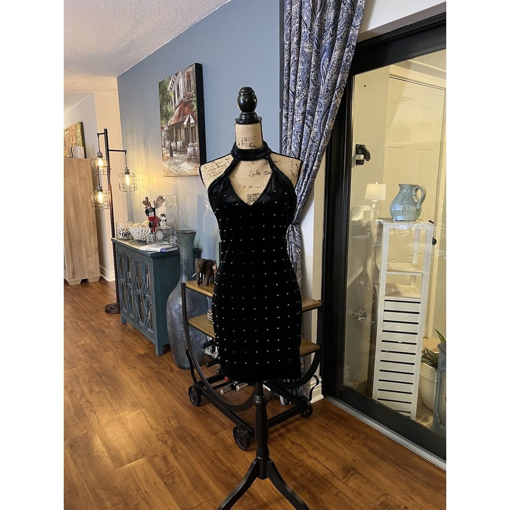 Prima Donna Collection Women's velvet studded mini dress size large black